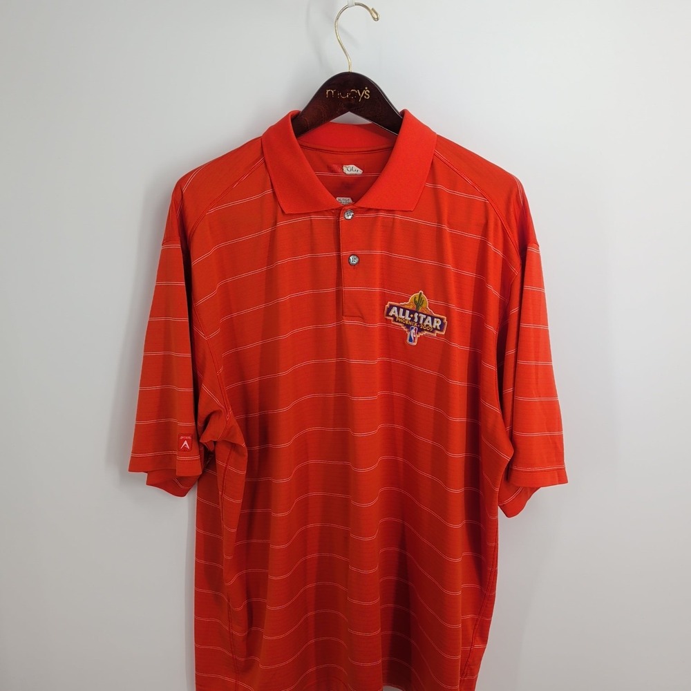 Antigua Striped Phoenix 2009 NBA All-Star Game Logo Polo Shirt Orange Size‎ XL
